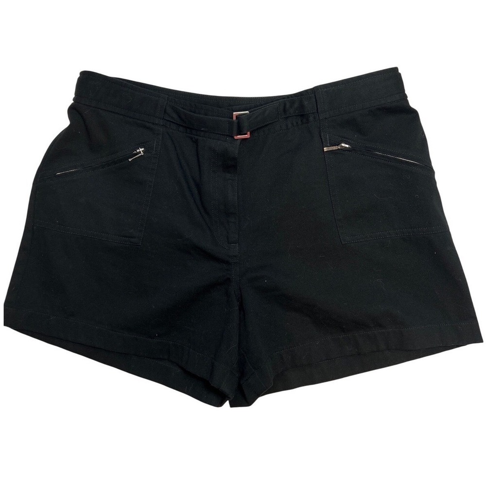 Ann Taylor LOFT Womens Black‎ Cotton Utility Shorts Zipper Pockets Size 12